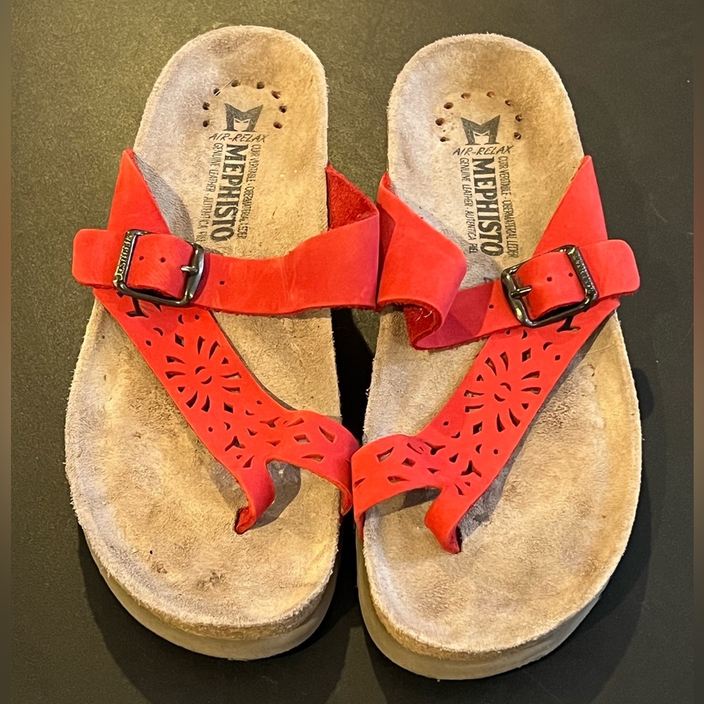 Mephisto Helena Slide Red Perforated Size 38 8 US